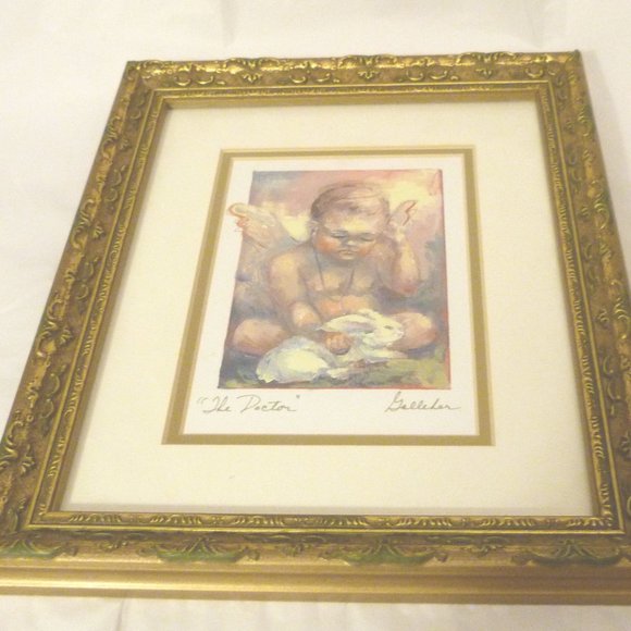 Framed Art Print "The Doctor" Cherub Angel Doctor & Rabbit: K. Galleher Virginia - Picture 2 of 11